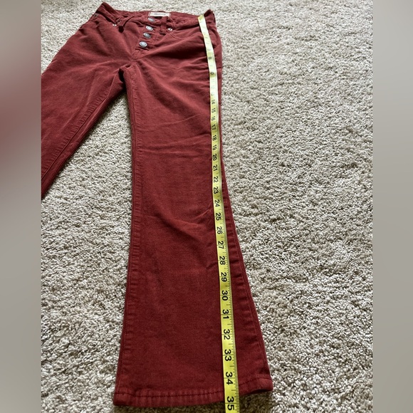 Madewell Cali Demi Boot Red Cropped Corduroy Pants Jeans Size 23 Button Front - Picture 9 of 11